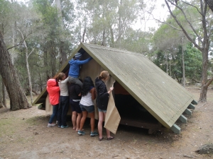 Students setting up camp