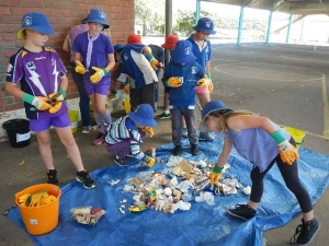 Students conducting a waste audit