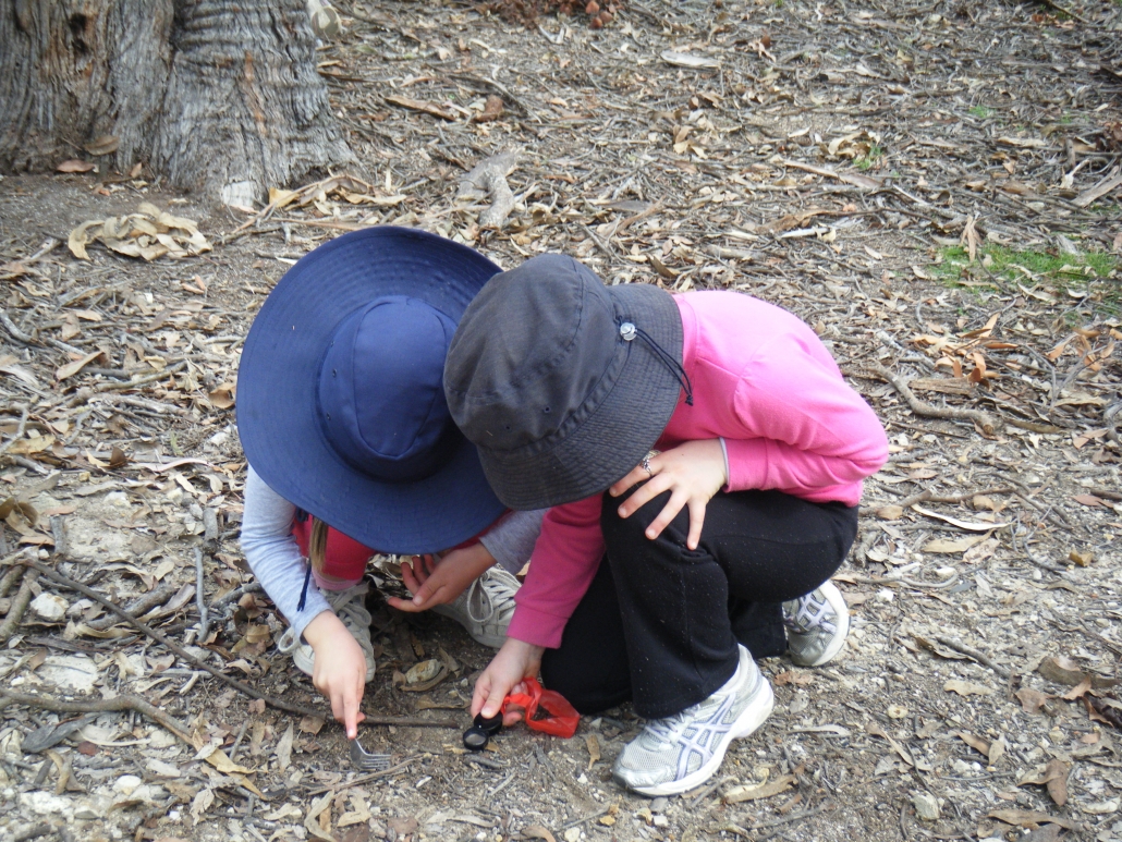 Stage 1 students looking with magnifying glass